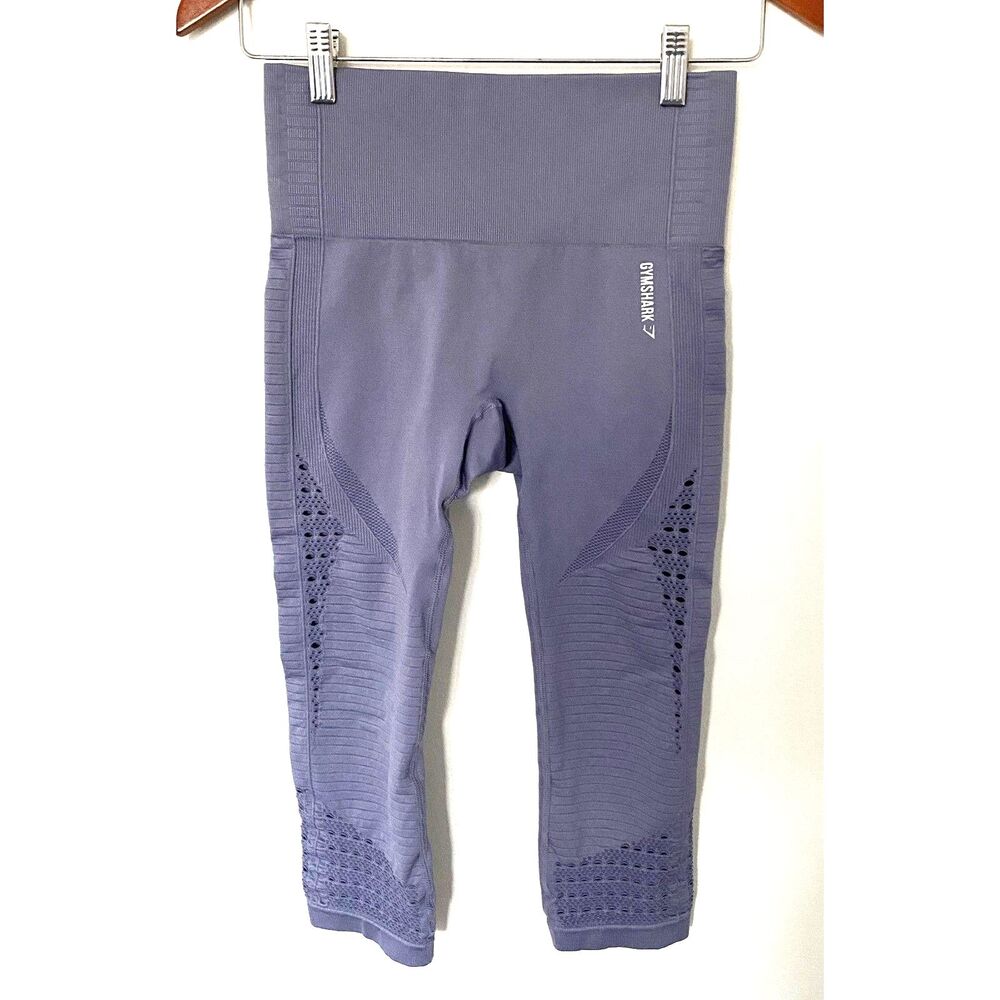Gymshark Energy Seamless Cropped Leggings Steel Blue High Waist Sculpt Fit